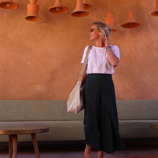 Pantalon drapé Mathilde - sergé de viscose vert anglais
