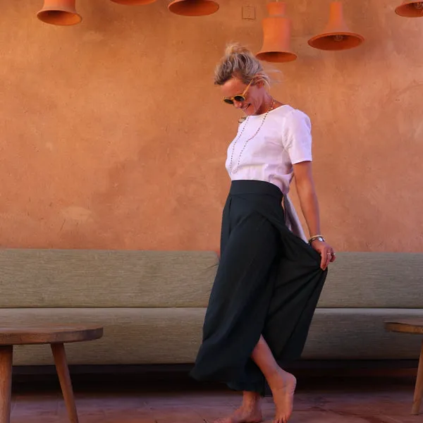 Pantalon drapé Mathilde - sergé de viscose vert anglais